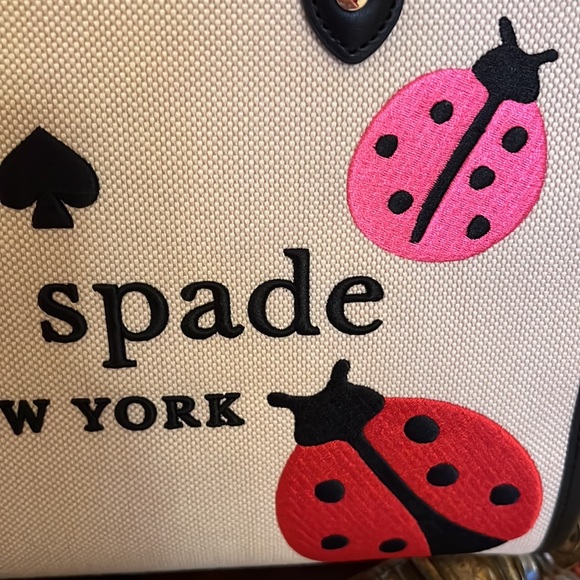 Kate Spade New York NWT ELLA LADYBUG TOTE BAG- Canvas w/Pebble Leather Trim - Picture 7 of 17